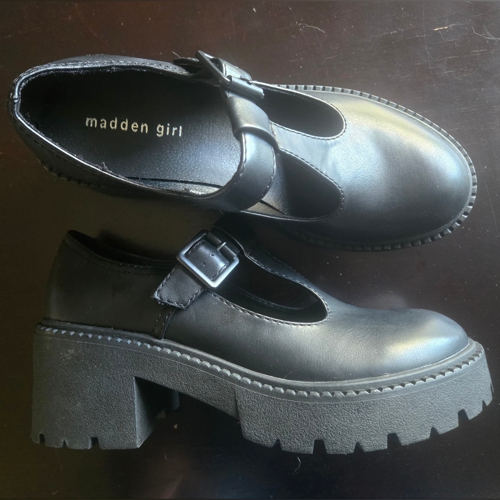 Madden Girl Black Chunky Mary Jane Shoes